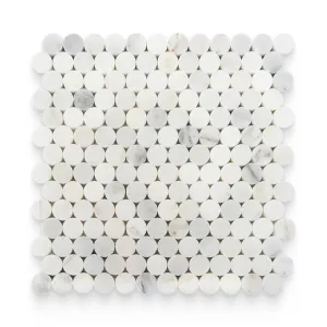 0.75x0.75 Bianco Bello Polished Penny Round Mosaic - Sample