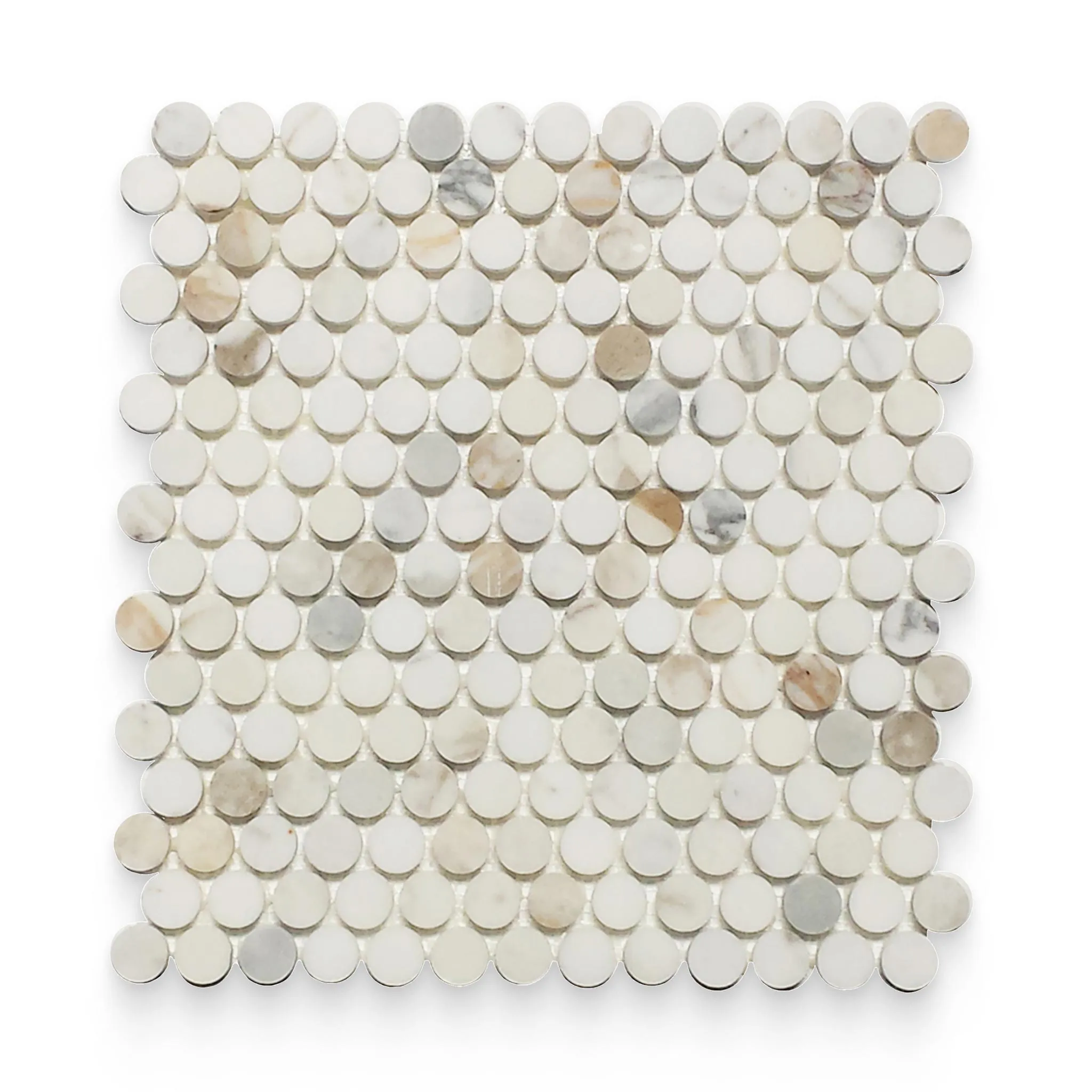 0.75x0.75 Calacatta Gold Polished Penny Round Mosaic - Sample