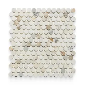 0.75x0.75 Calacatta Gold Polished Penny Round Mosaic - Sample