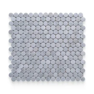 0.75x0.75 Carrara White Polished Penny Round Mosaic - Sample