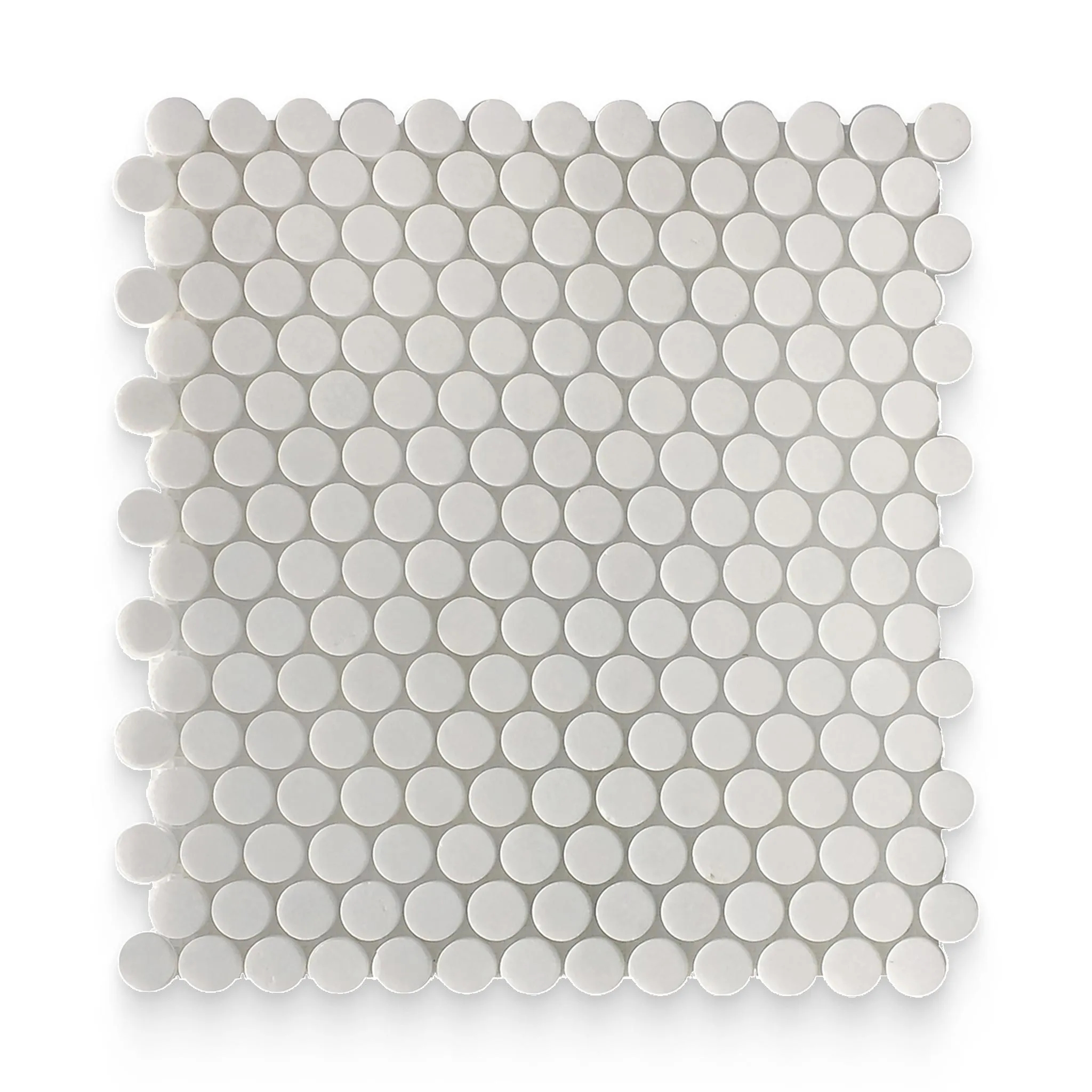 0.75x0.75 Thassos White Polished Penny Round Mosaic - Sample
