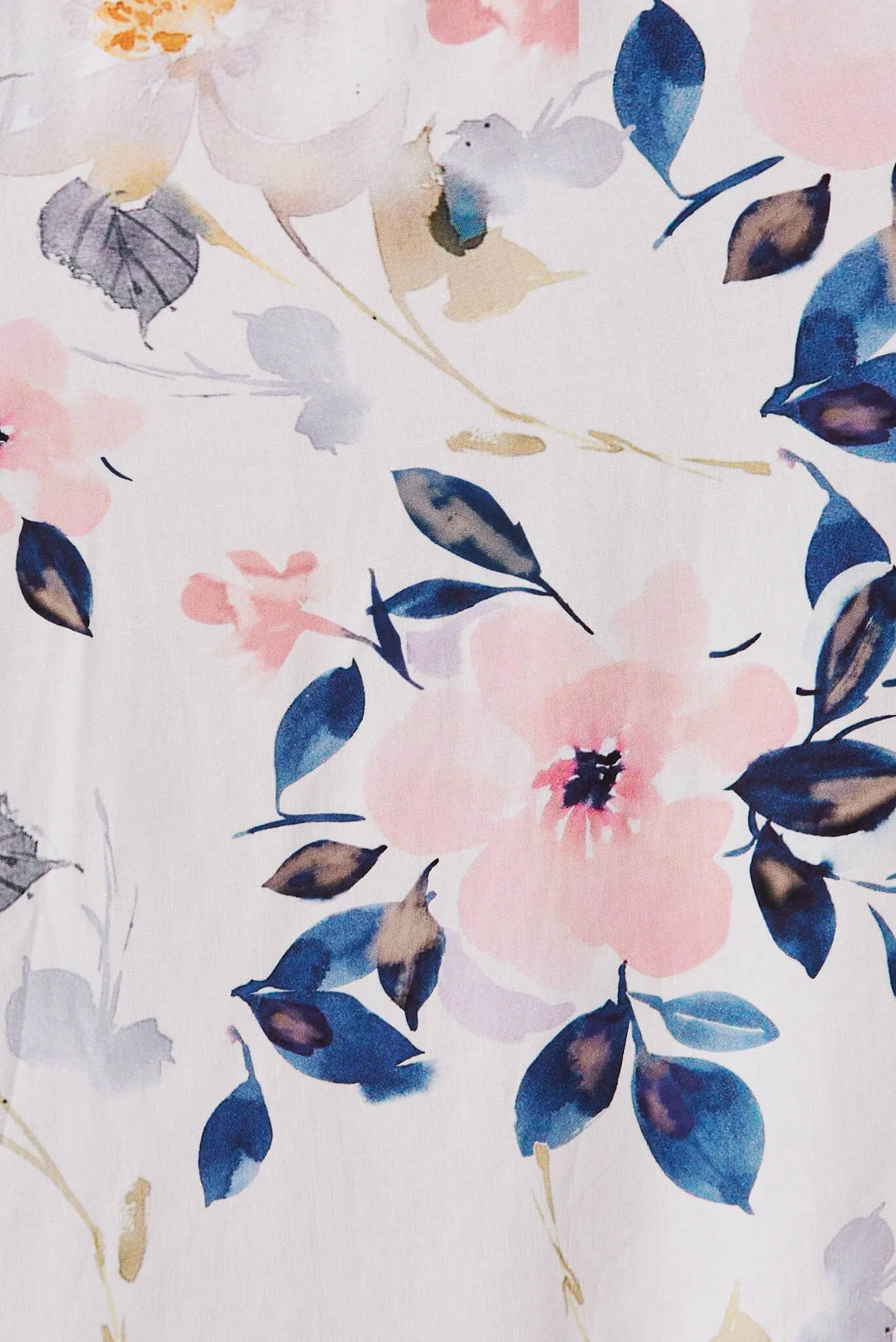 Anthea Midi Dress In White With Pink Watercolour Floral