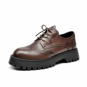 BeauToday Classic Derby Shoes for Women with Wingtip
