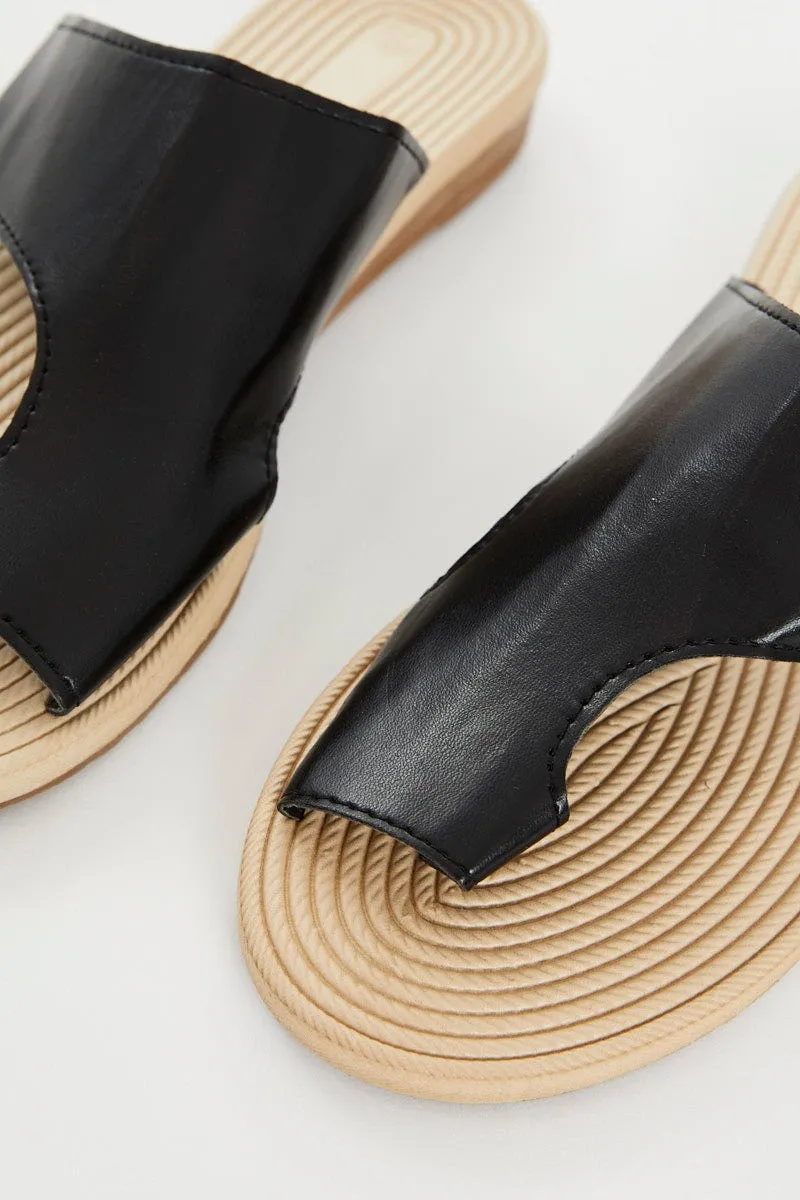 Black Flat Slides