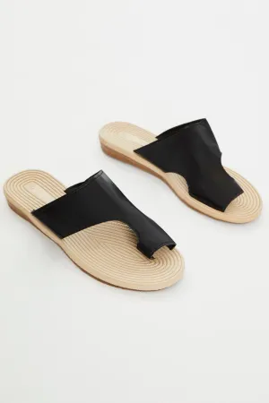 Black Flat Slides