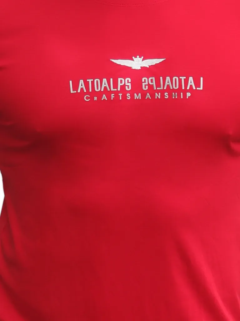 BLACKTREE RED LATOALPS DESIGN T-SHIRT.