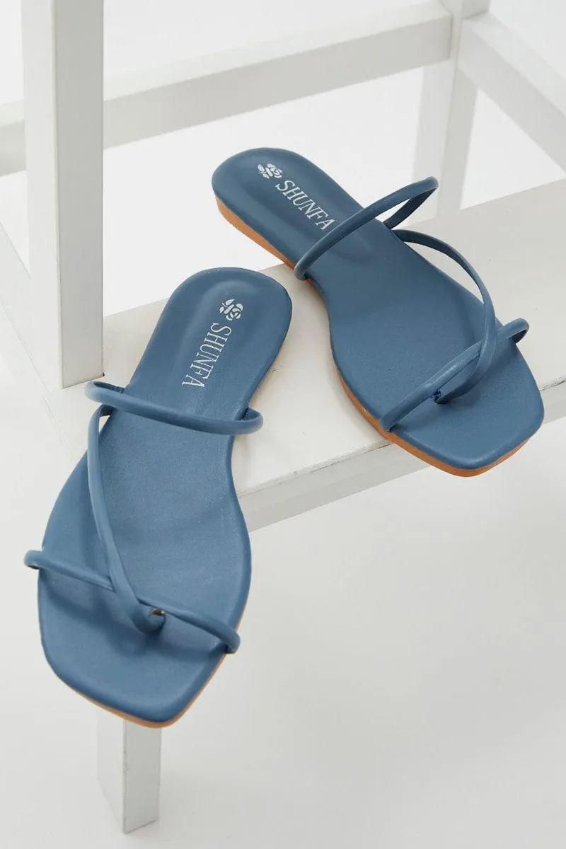 Blue Strappy Slide