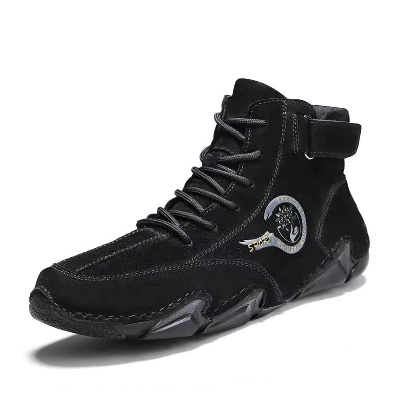 Breathable Genuine Leather Men's Ankle Boots with Soft Soles for Comfortable Outdoor Winter Wear