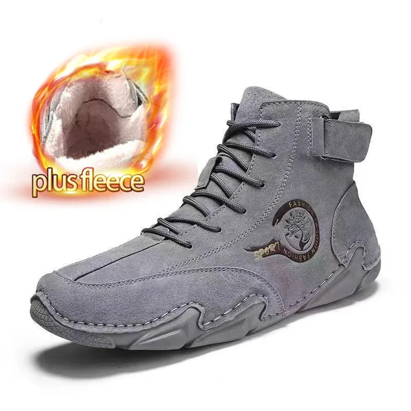 Breathable Genuine Leather Men's Ankle Boots with Soft Soles for Comfortable Outdoor Winter Wear