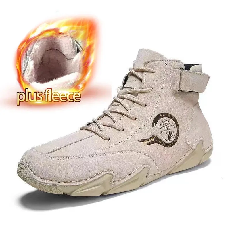 Breathable Genuine Leather Men's Ankle Boots with Soft Soles for Comfortable Outdoor Winter Wear