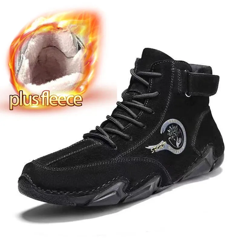 Breathable Genuine Leather Men's Ankle Boots with Soft Soles for Comfortable Outdoor Winter Wear