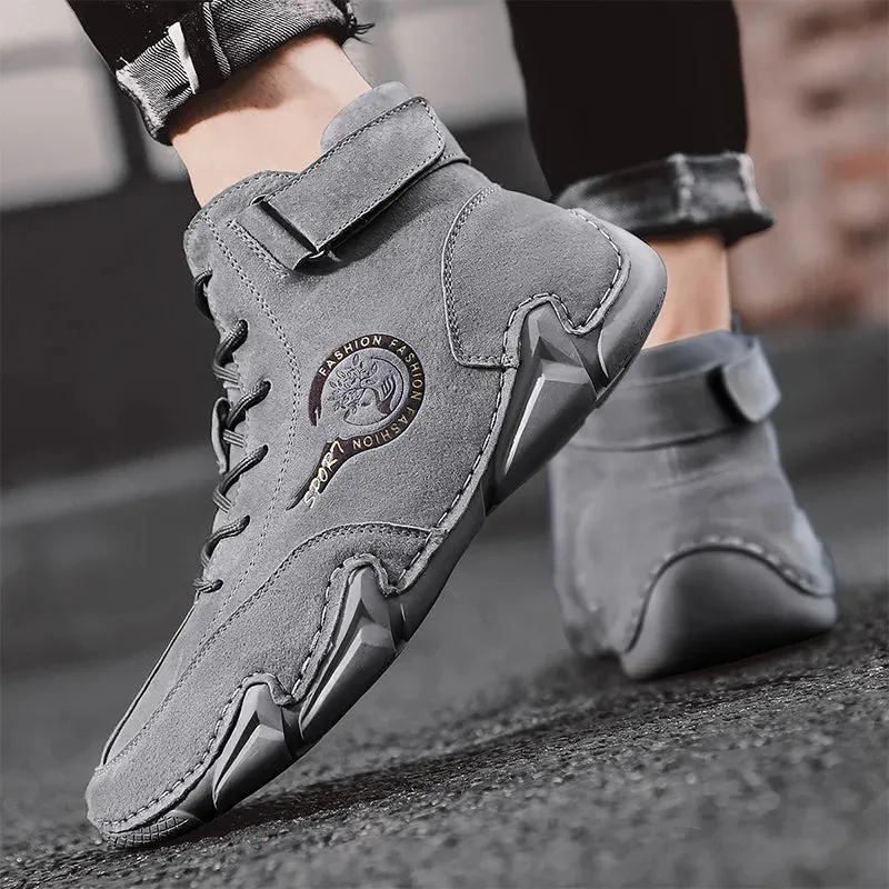 Breathable Genuine Leather Men's Ankle Boots with Soft Soles for Comfortable Outdoor Winter Wear