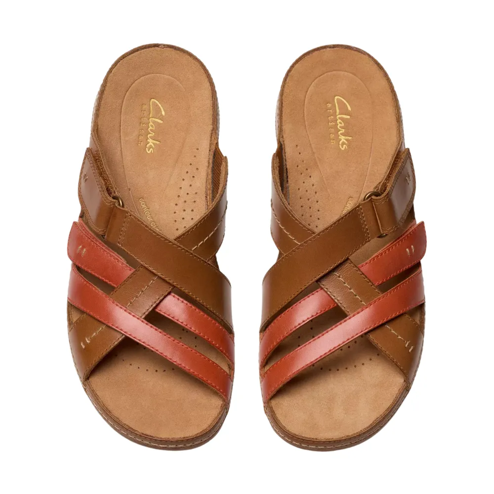 Clarks Cecily Slide Tan Combination Sandal (Women's)