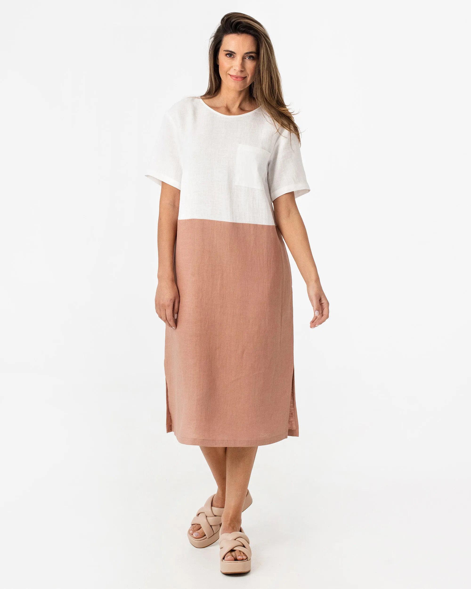 Color-block linen dress PALAWAN