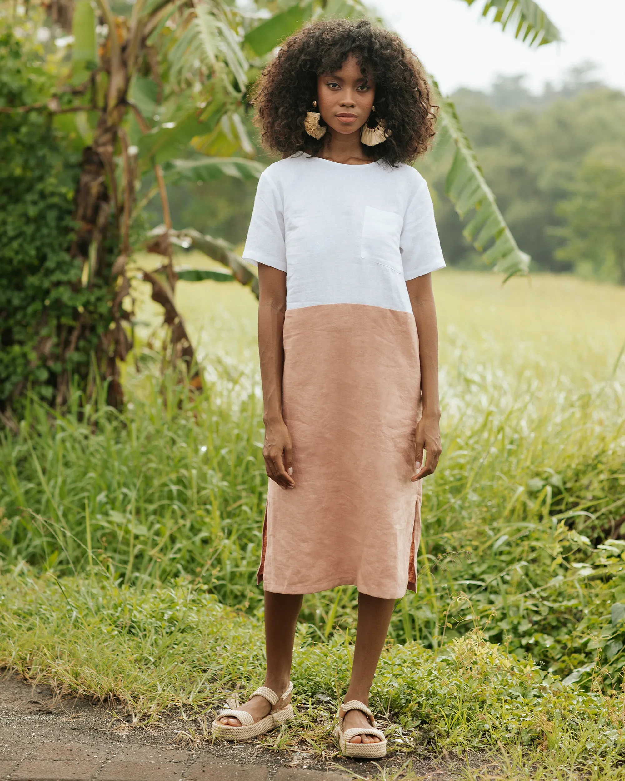 Color-block linen dress PALAWAN