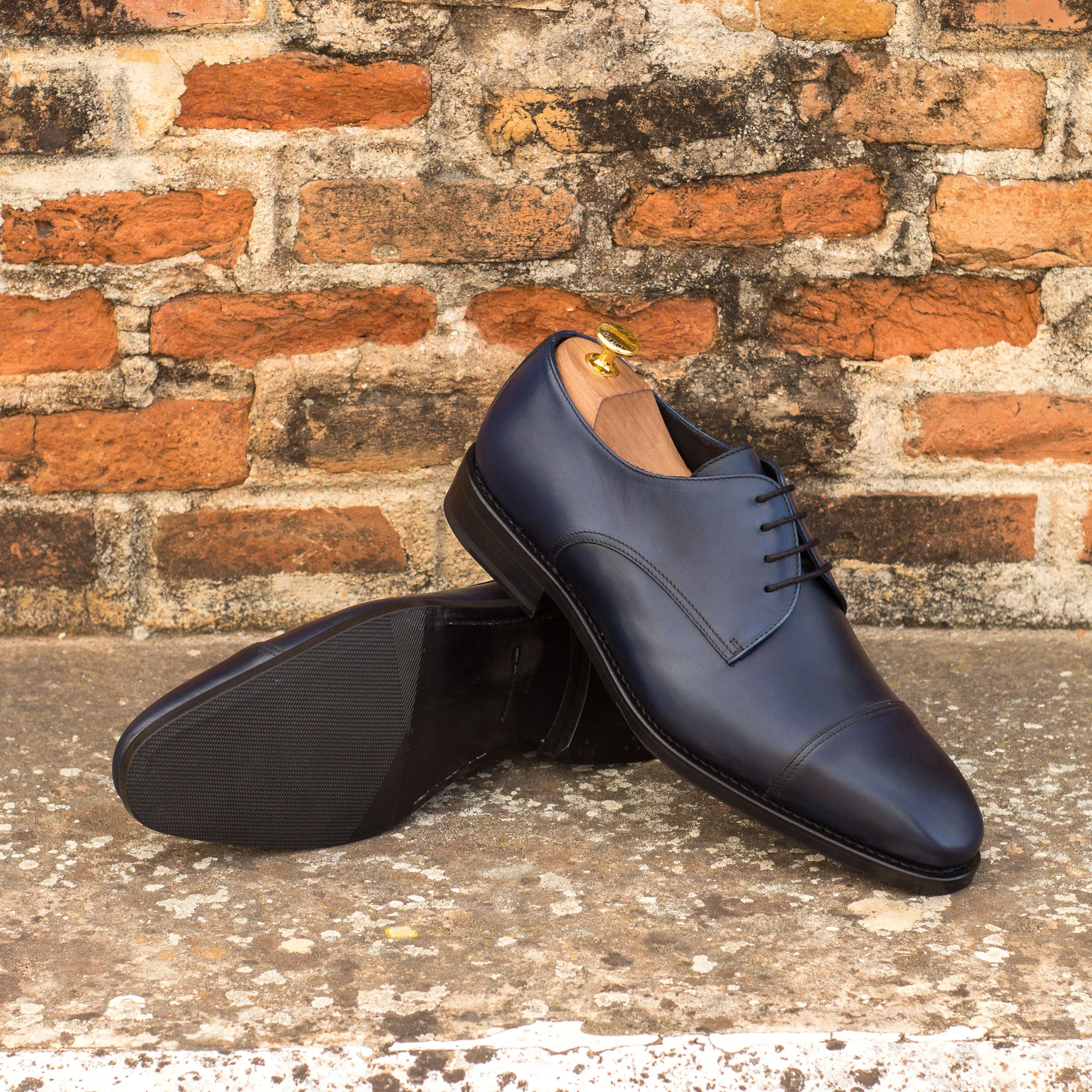 DapperFam Vero in Navy Men's Italian Leather Derby