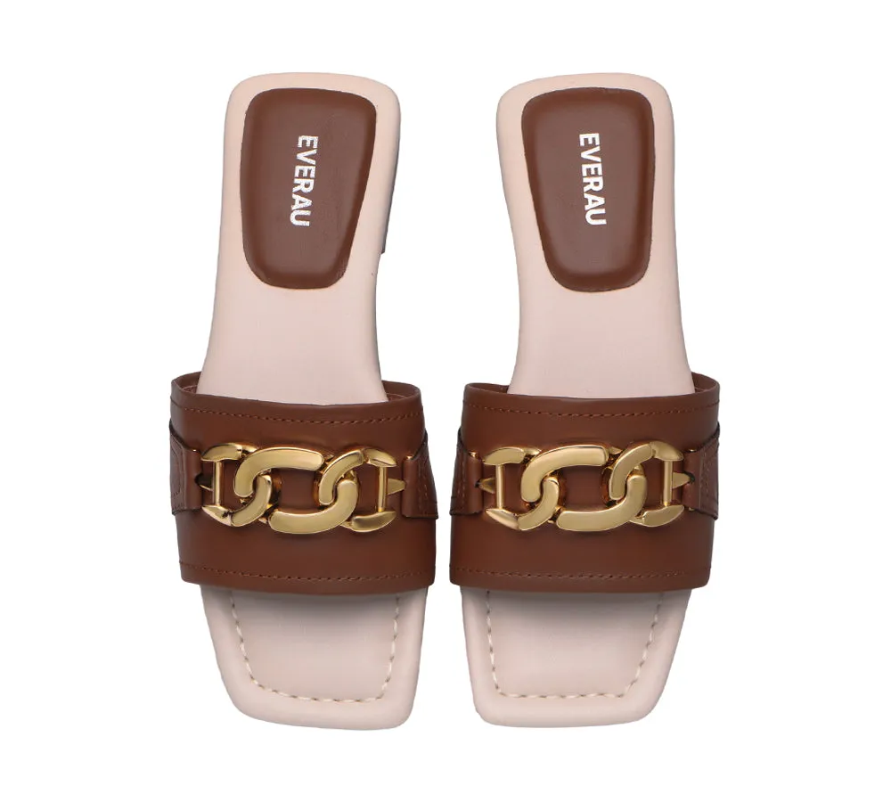 EVERAU® Open Toe Leather Flat Sandals Women Chela