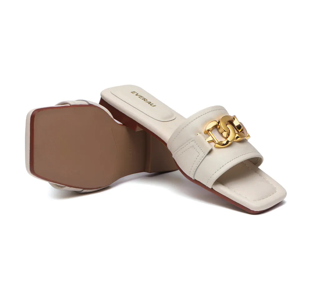 EVERAU® Open Toe Leather Flat Sandals Women Chela