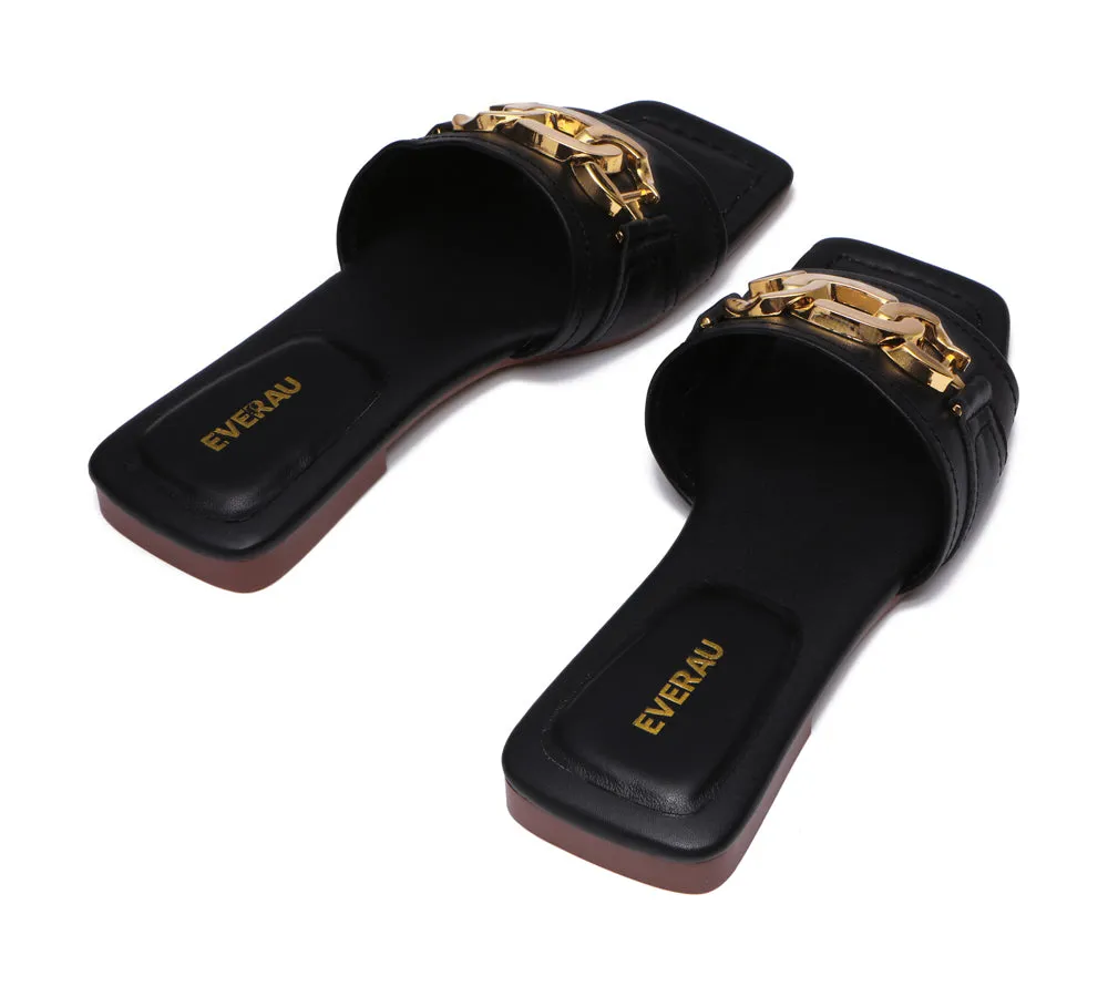 EVERAU® Open Toe Leather Flat Sandals Women Chela