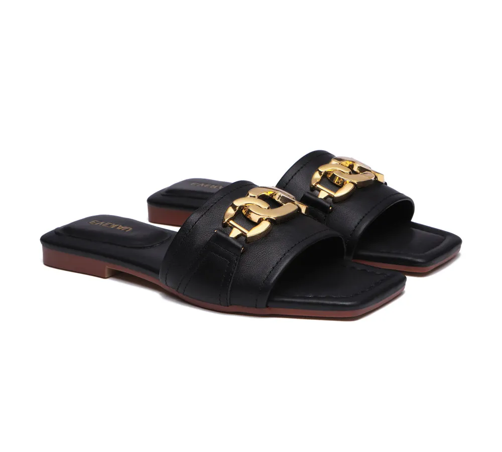 EVERAU® Open Toe Leather Flat Sandals Women Chela