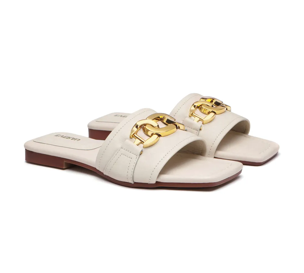 EVERAU® Open Toe Leather Flat Sandals Women Chela