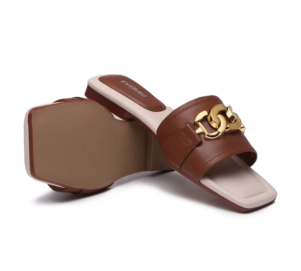 EVERAU® Open Toe Leather Flat Sandals Women Chela