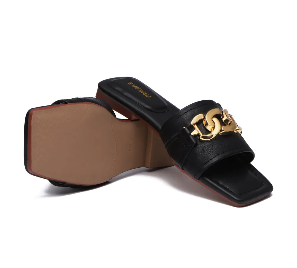 EVERAU® Open Toe Leather Flat Sandals Women Chela