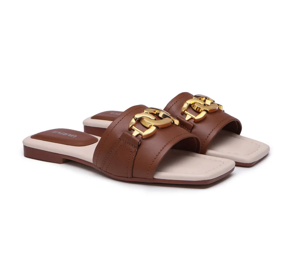 EVERAU® Open Toe Leather Flat Sandals Women Chela