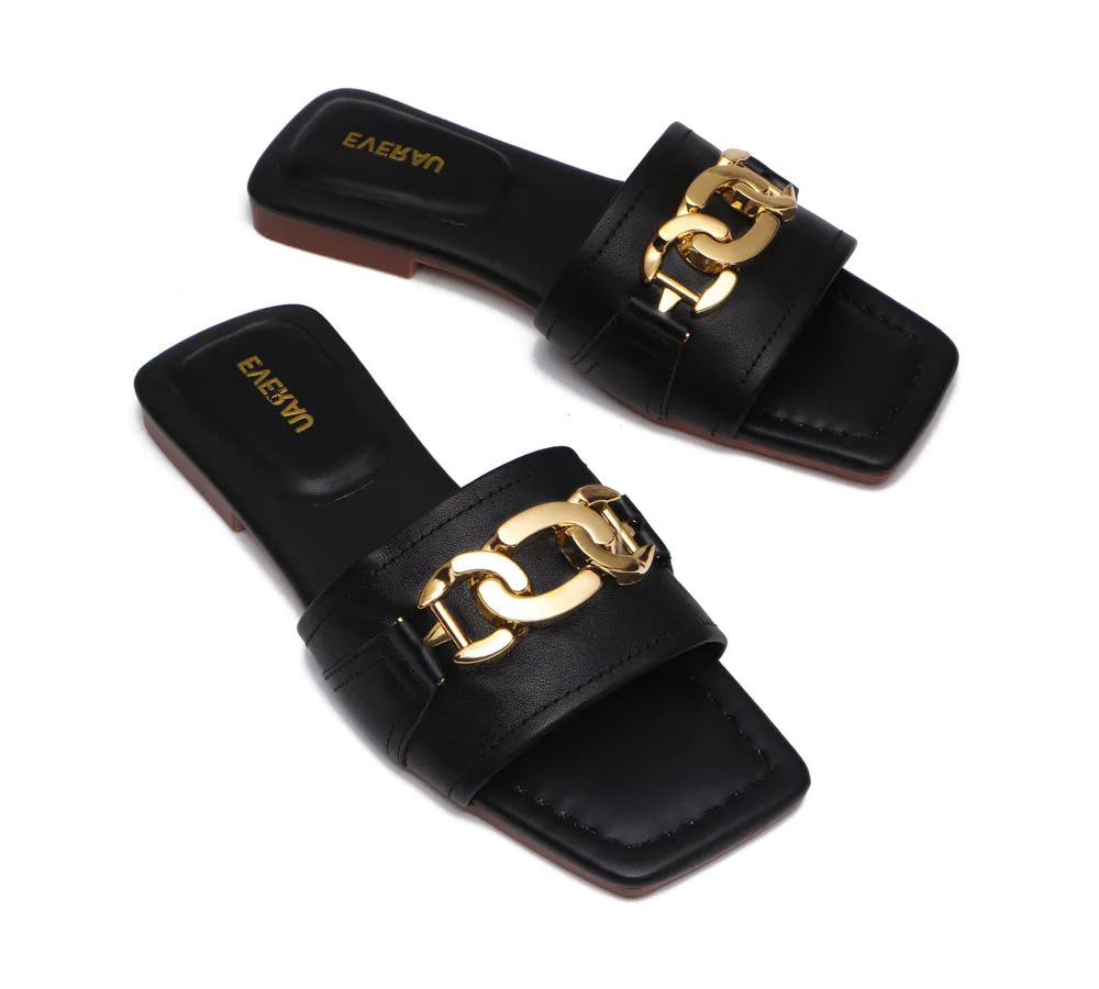 EVERAU® Open Toe Leather Flat Sandals Women Chela