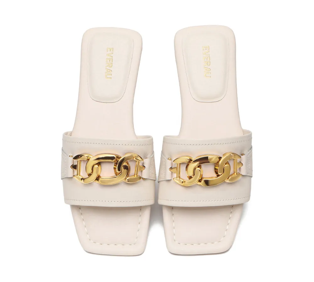 EVERAU® Open Toe Leather Flat Sandals Women Chela