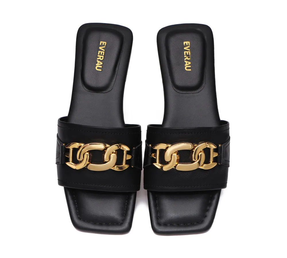 EVERAU® Open Toe Leather Flat Sandals Women Chela