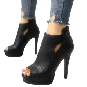 Fish Mouth High Heel Sandals Breathable Hollow Out Platform
