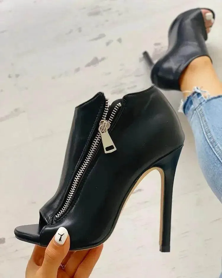 Fish Mouth High Heel Sandals Breathable Hollow Out Platform