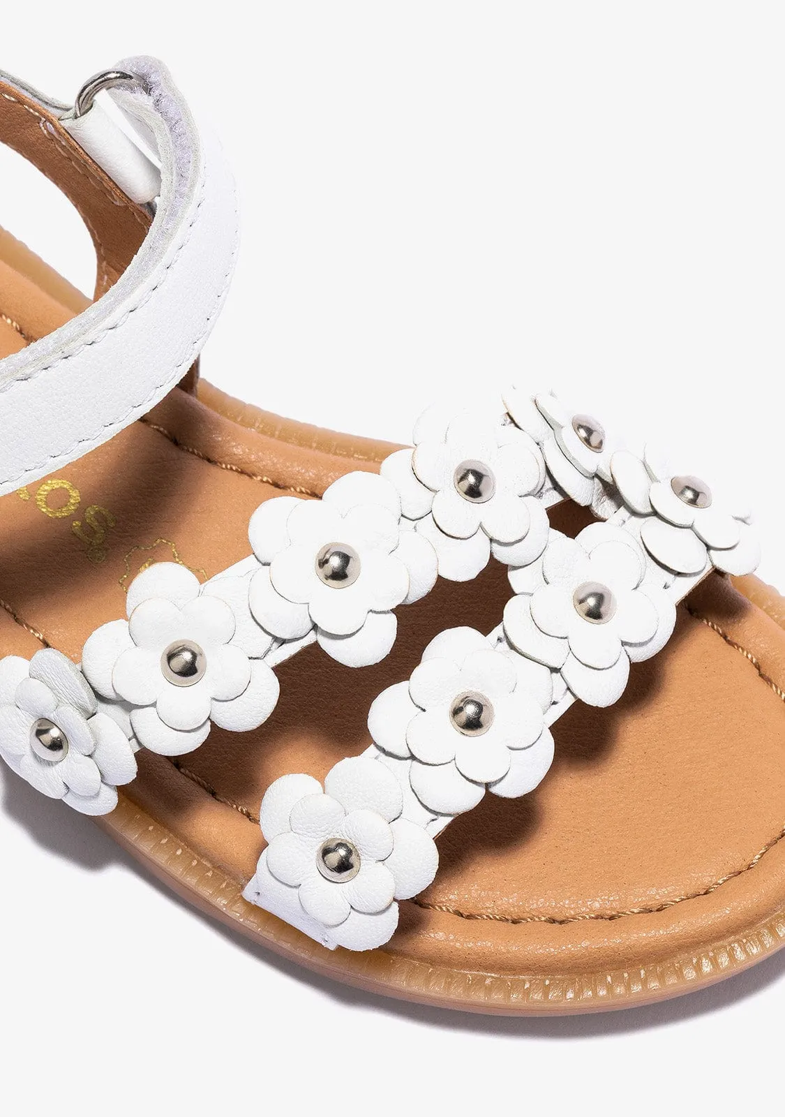 Girl's White Flowers Sandals Napa