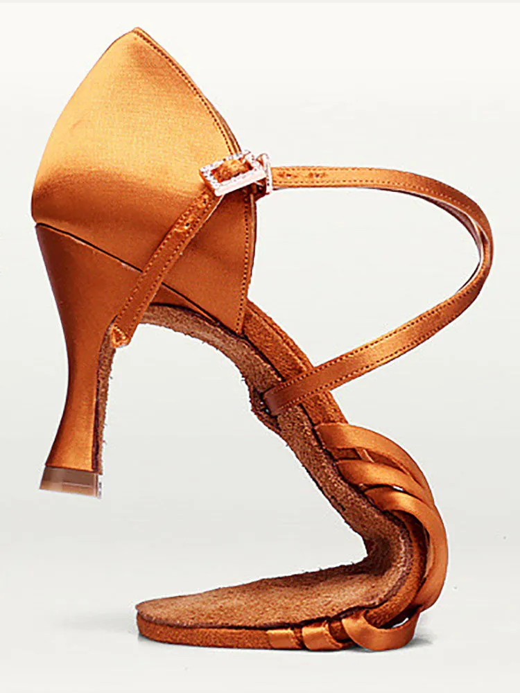 High Heel Latin Dance Shoes Soft Sole Satin Sandals