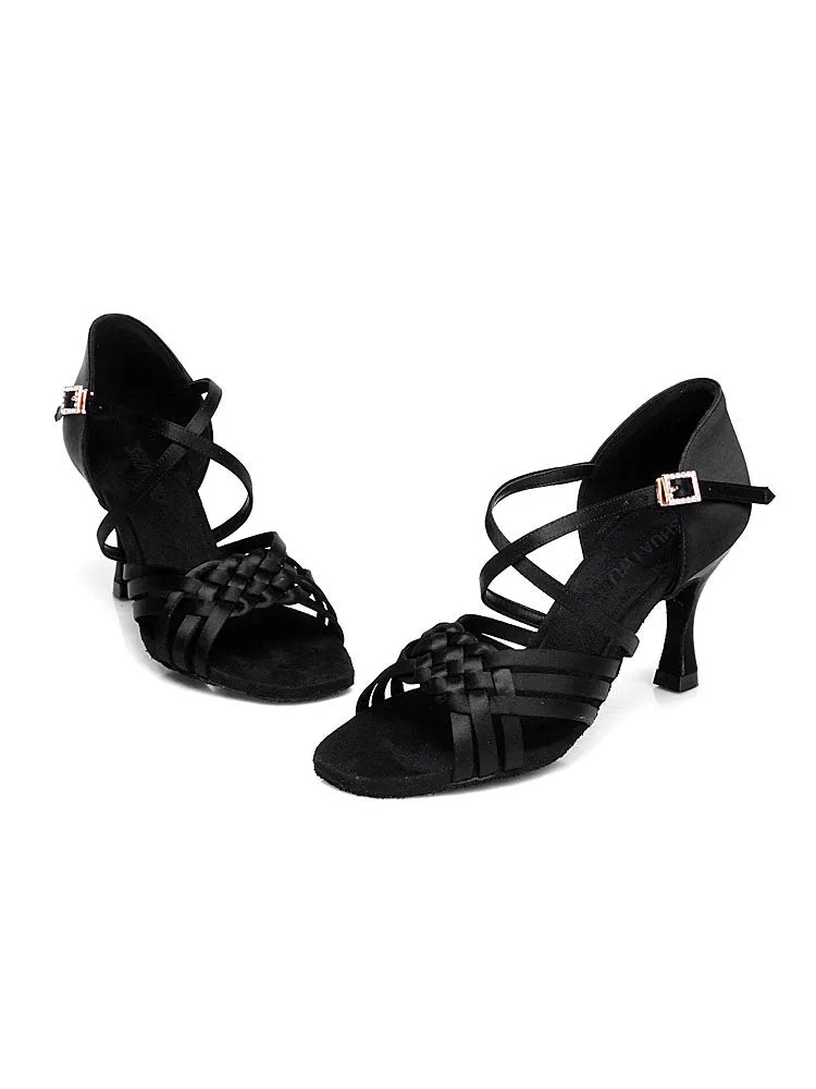 High Heel Latin Dance Shoes Soft Sole Satin Sandals