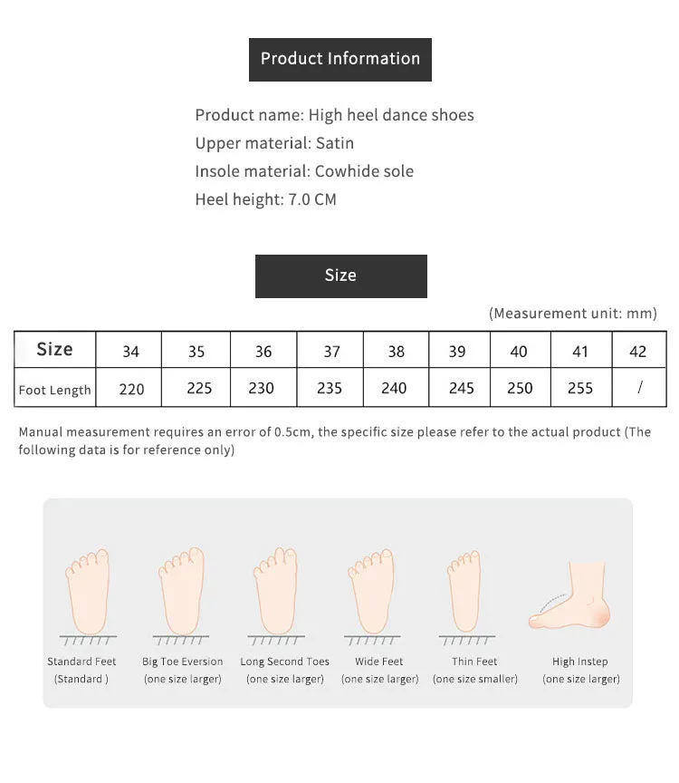 High Heel Latin Dance Shoes Soft Sole Satin Sandals