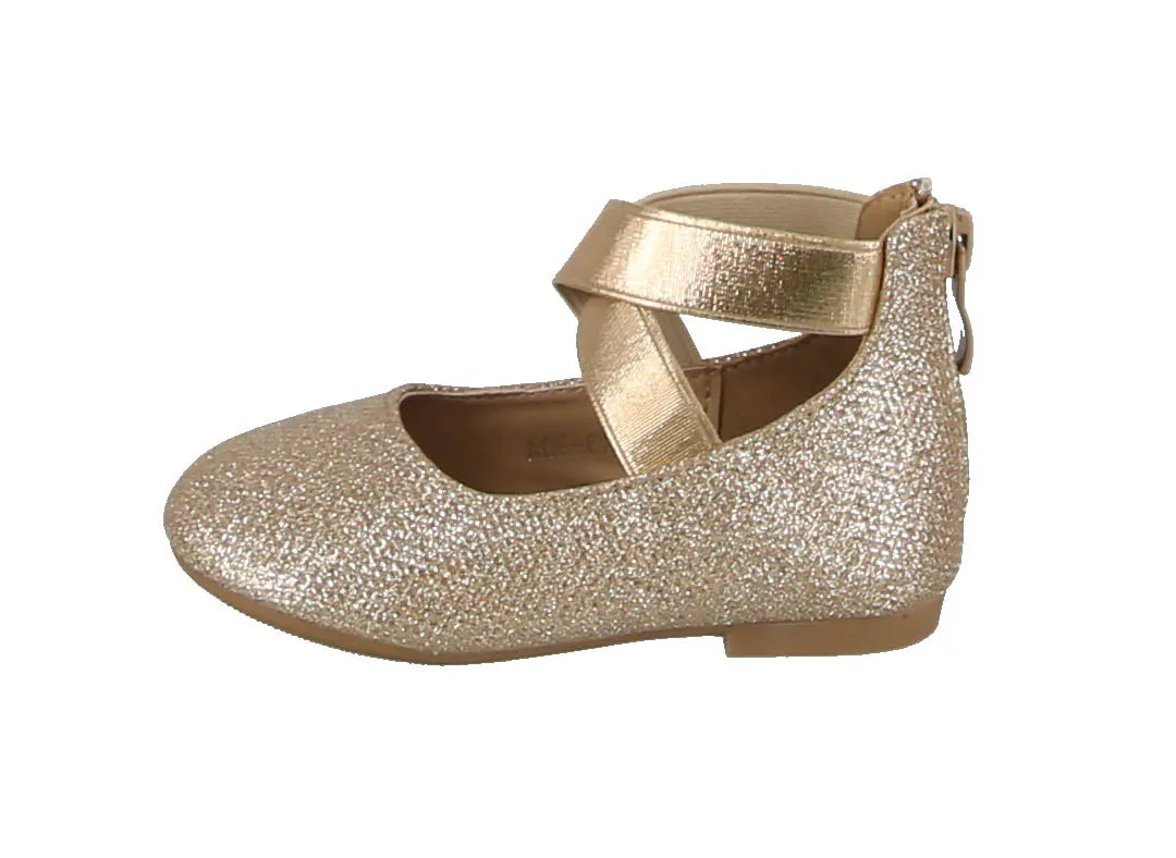 KID'S SHOES CHAMPAGNE GLITTER FLATS ACE-6A