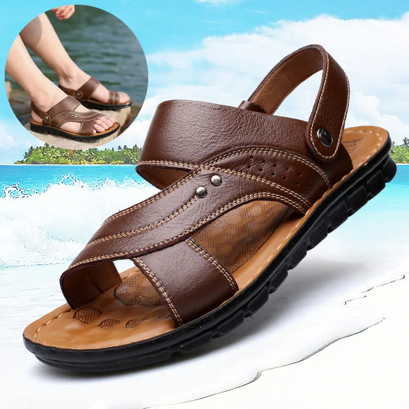 Men’s Leather Sandals with Adjustable Ankle Strap
