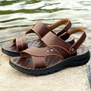 Men’s Leather Sandals with Adjustable Ankle Strap