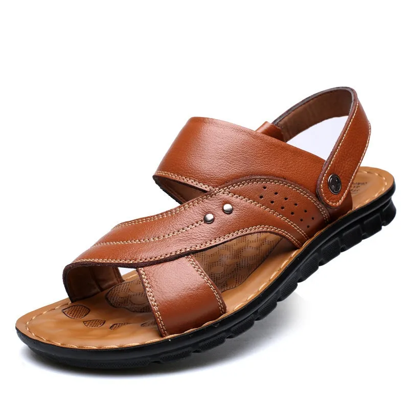 Men’s Leather Sandals with Adjustable Ankle Strap