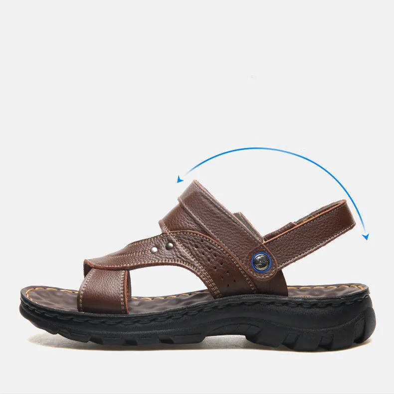 Men’s Leather Sandals with Adjustable Ankle Strap