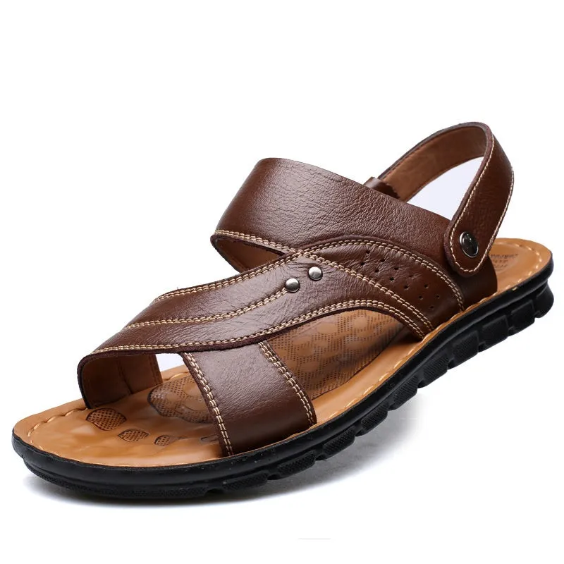 Men’s Leather Sandals with Adjustable Ankle Strap
