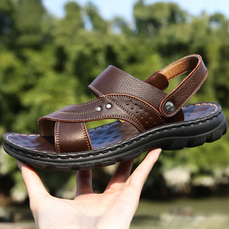 Men’s Leather Sandals with Adjustable Ankle Strap