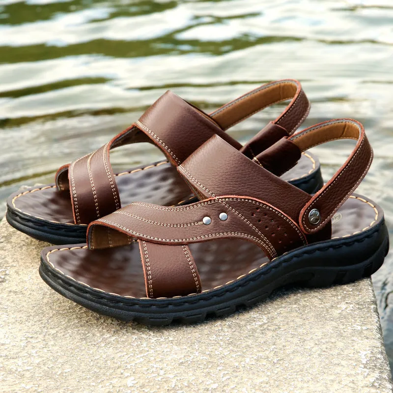 Men’s Leather Sandals with Adjustable Ankle Strap