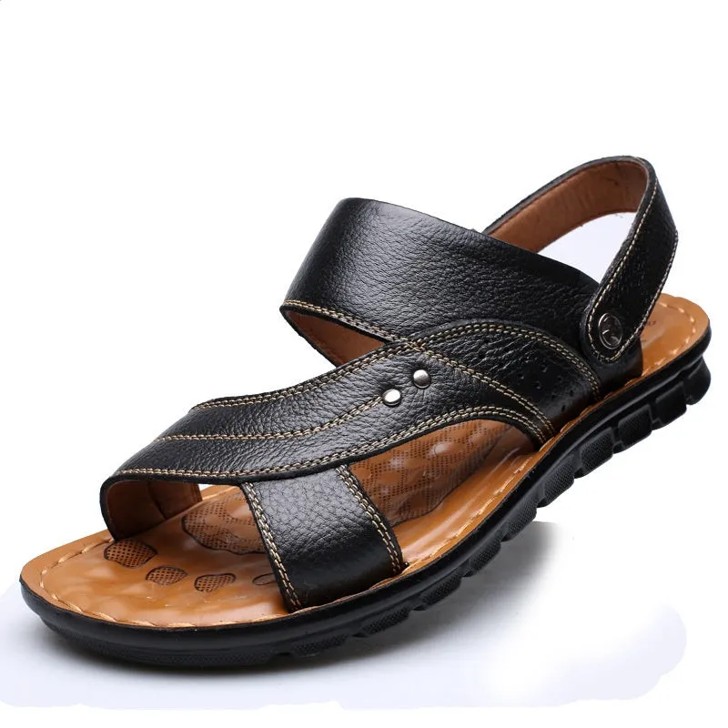 Men’s Leather Sandals with Adjustable Ankle Strap