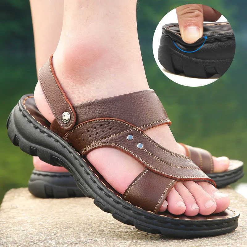 Men’s Leather Sandals with Adjustable Ankle Strap