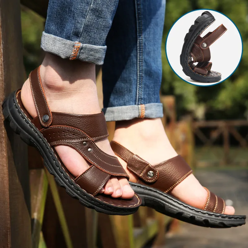 Men’s Leather Sandals with Adjustable Ankle Strap