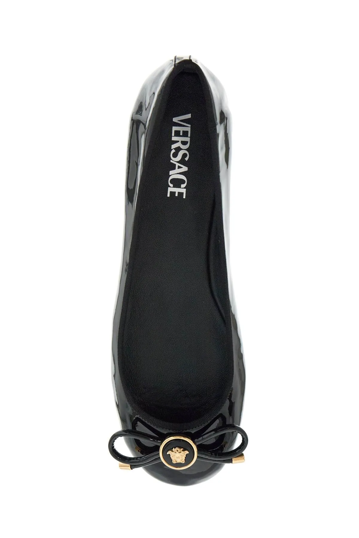 opera bow ballet flats 1017834 1A11949 BLACK-VERSACE GOLD