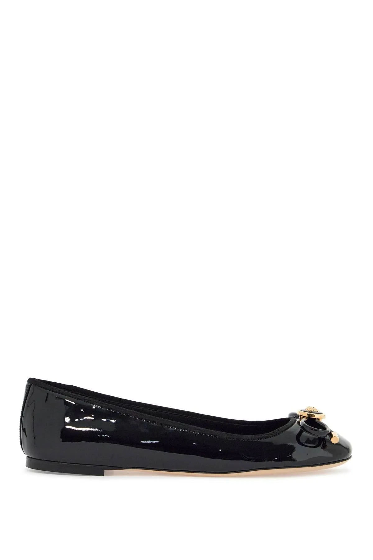 opera bow ballet flats 1017834 1A11949 BLACK-VERSACE GOLD